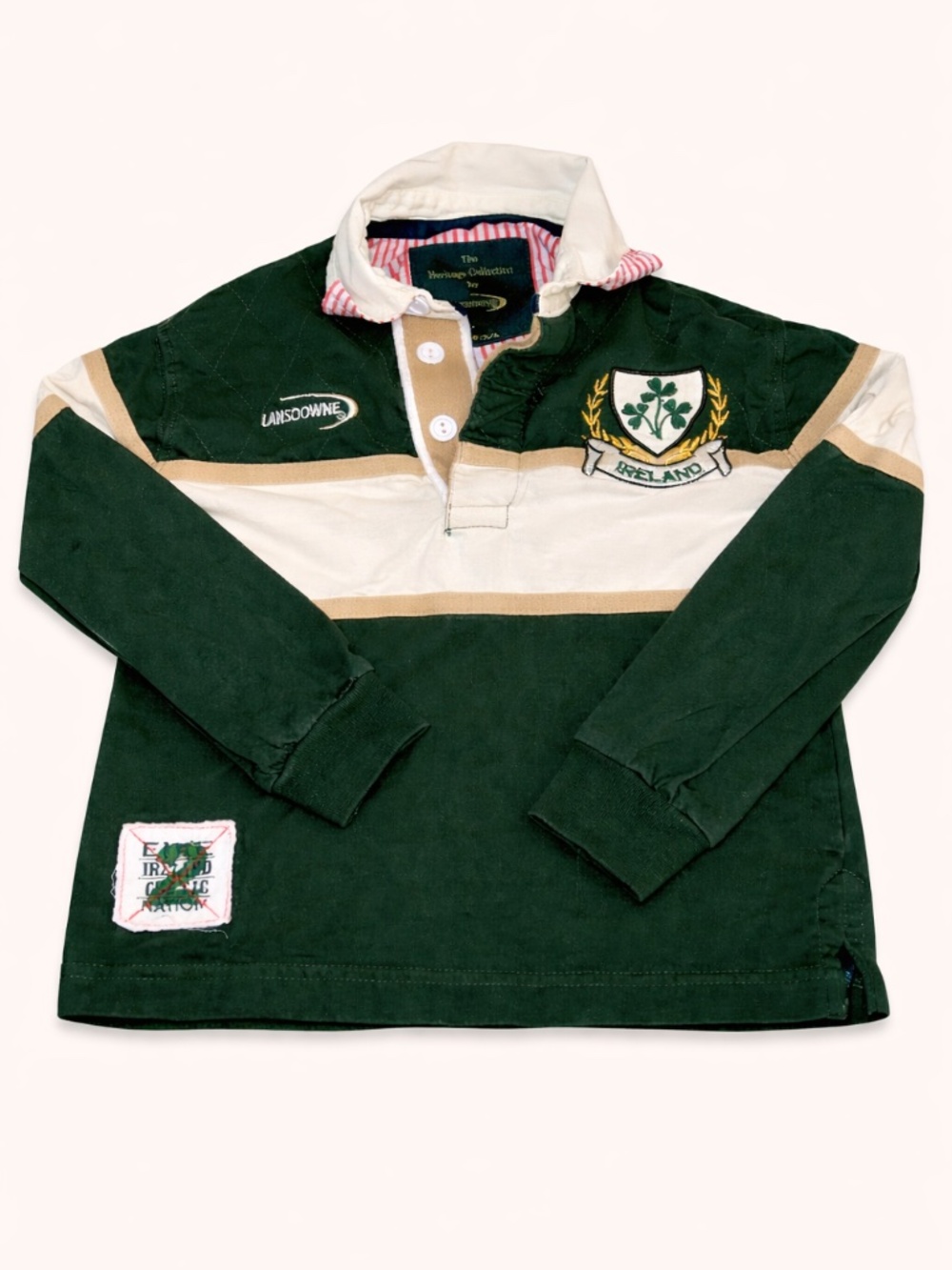 🔥Heritage Collection Ireland Embroidered Rugby Polo 3/4 | Green Colorblock
